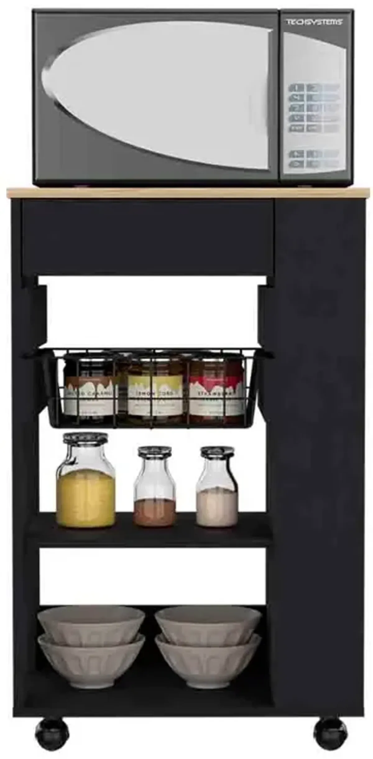 Kitchen Cart Sonex, Kitchen, Black / Light Oak