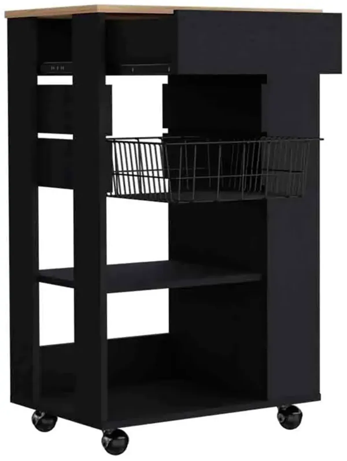 Kitchen Cart Sonex, Kitchen, Black / Light Oak