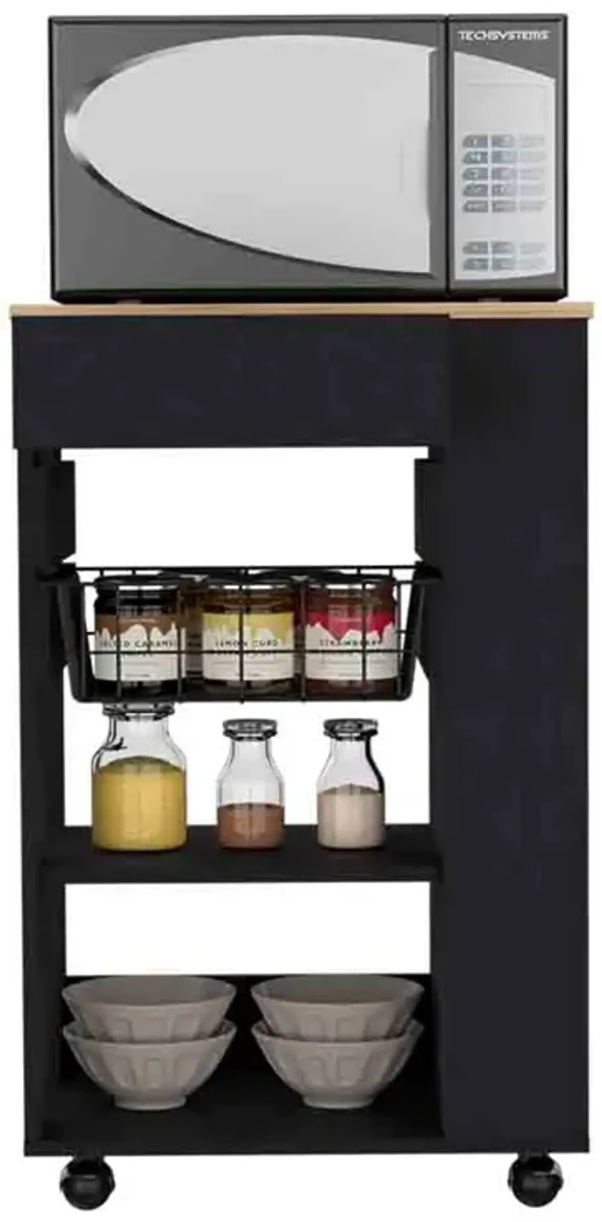 Kitchen Cart Sonex, Kitchen, Black / Light Oak