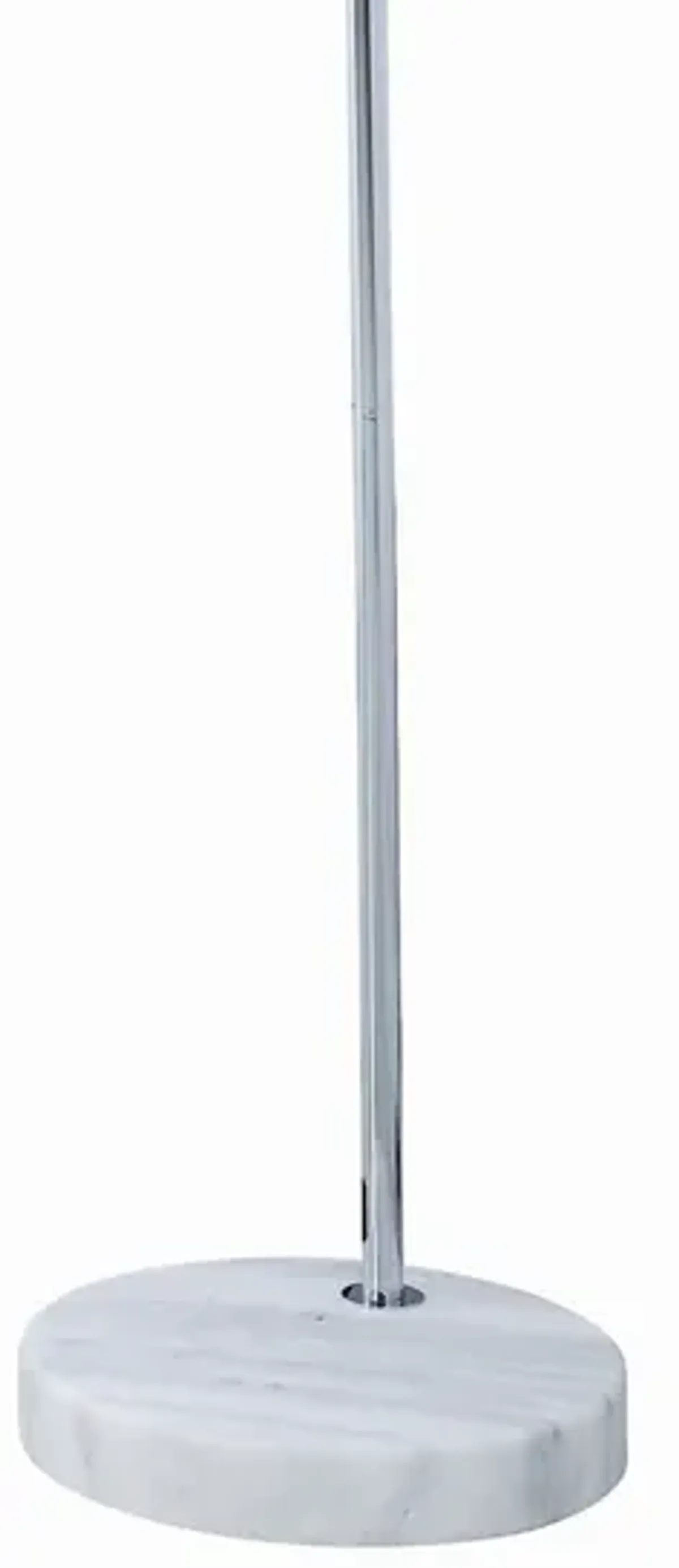 Crystal Accented Tiered Metal Floor Lamp with Marble Base, Silver and White-Benzara