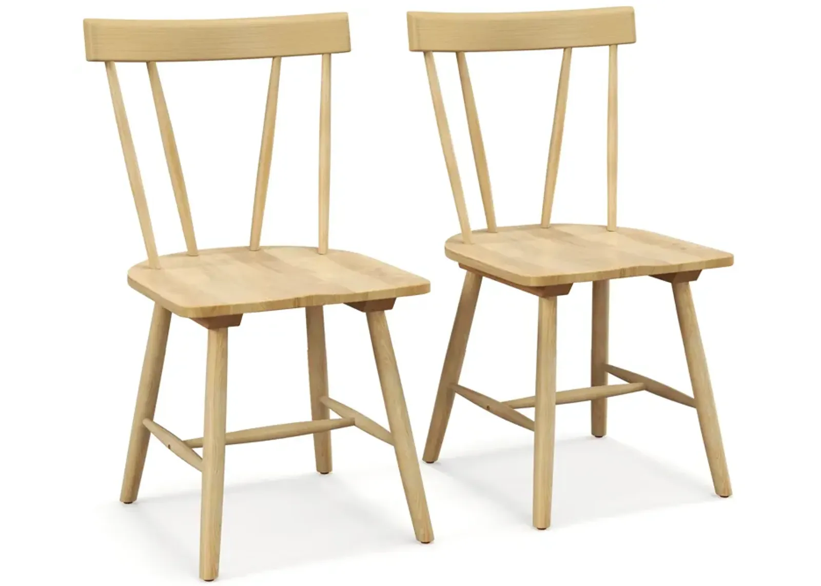 Windsor Style Armless Chairs with Solid Rubber Wood Frame