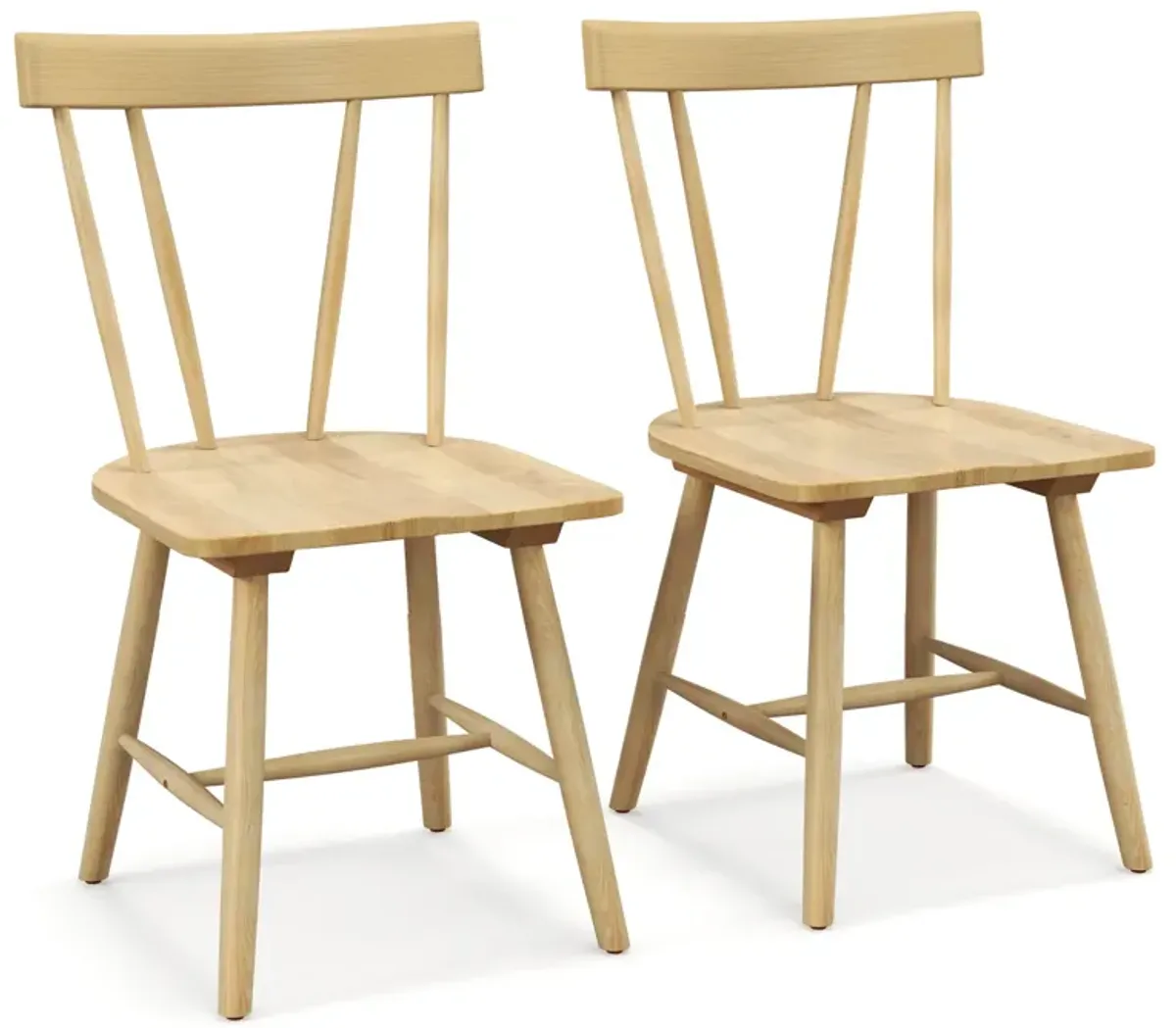 Windsor Style Armless Chairs with Solid Rubber Wood Frame