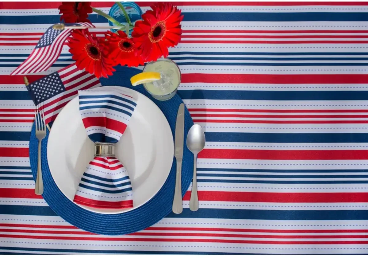 Vibrantly Colored Patriotic Stripe Outdoor Rectangular Tablecloth 60" x 120"