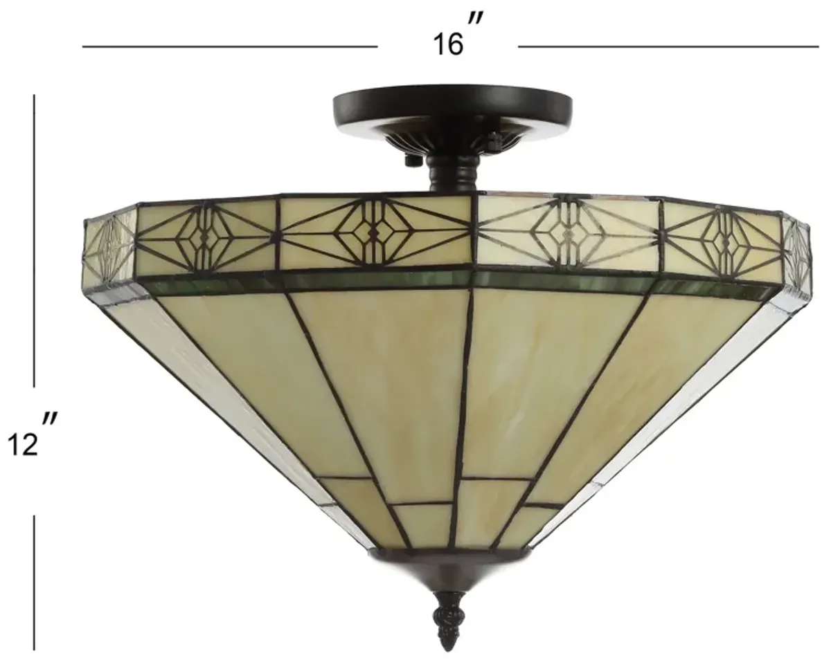 Jasmine Tiffany-Style Glass/Metal LED Semi-Flush Mount