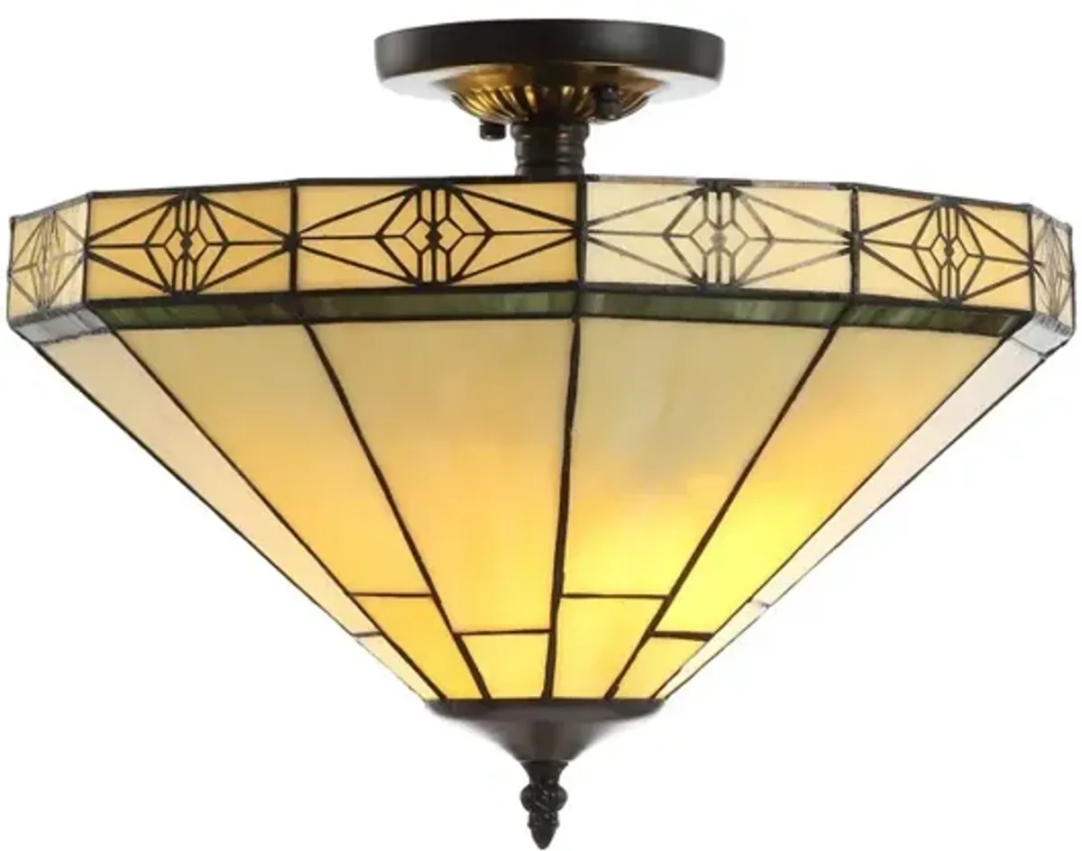 Jasmine Tiffany-Style Glass/Metal LED Semi-Flush Mount