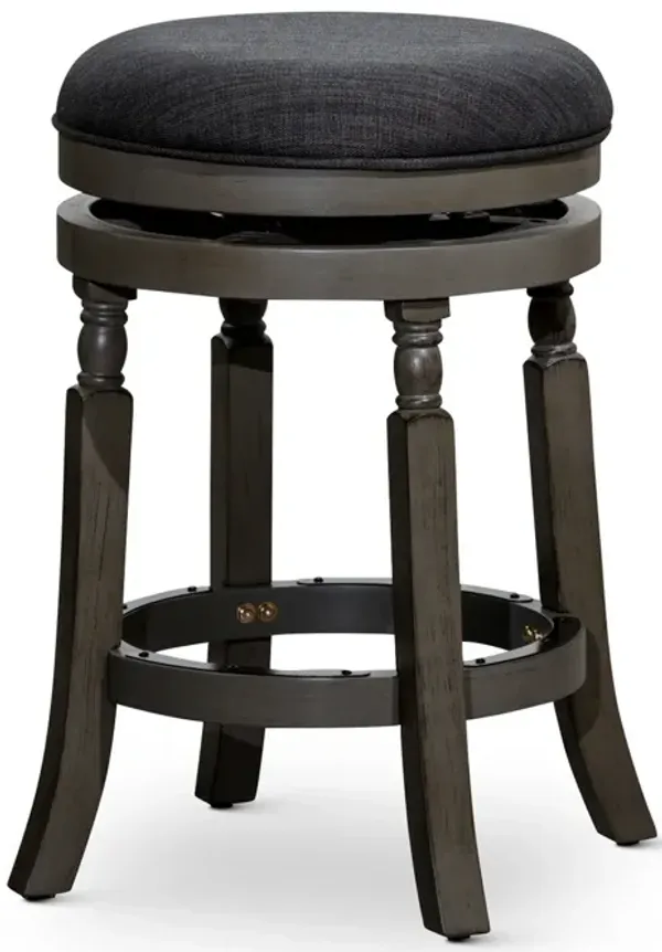 Opi 24 Inch Swivel Counter Stool, Cushioned Seat, Black and Gray Finish - Benzara