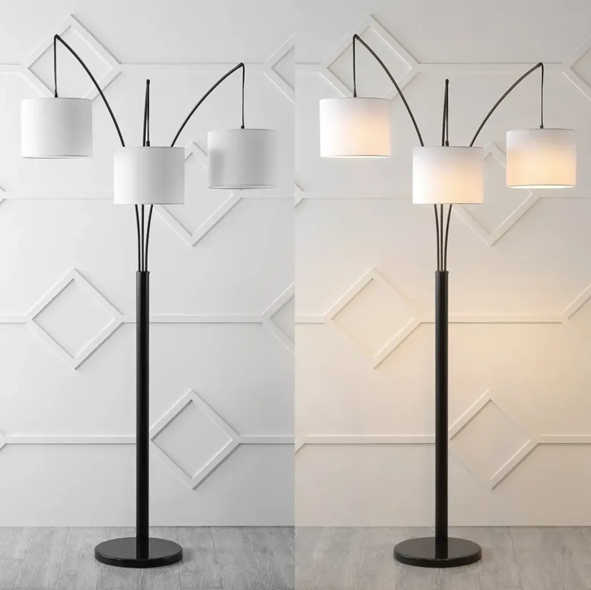 Barrie 3-Light Mid-Century Modern Head-Adjustable Iron LED Arc Floor Lamp