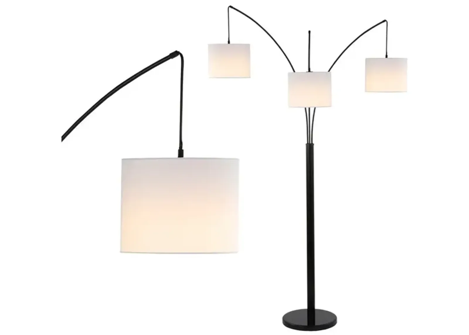 Barrie 3-Light Mid-Century Modern Head-Adjustable Iron LED Arc Floor Lamp