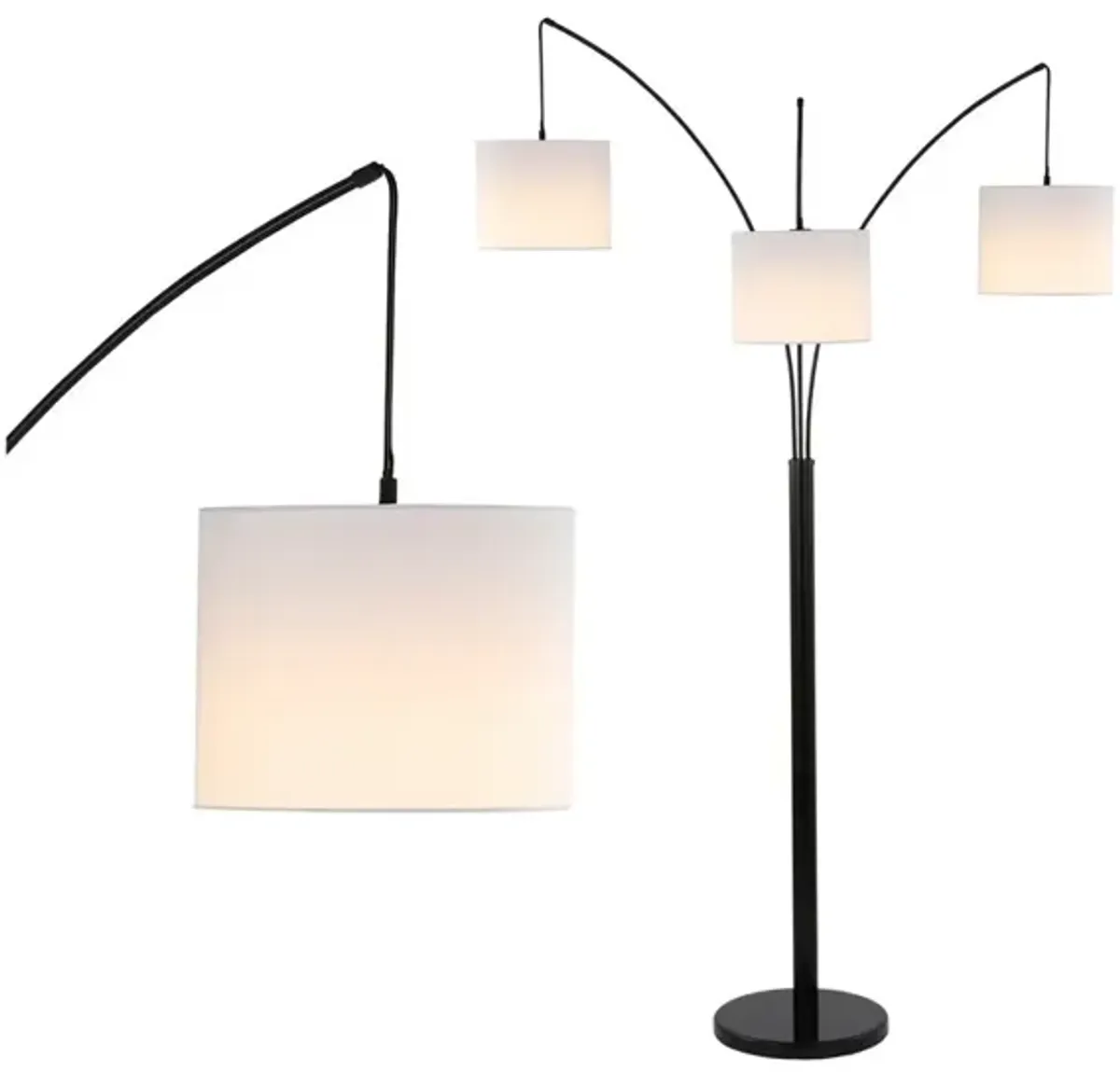 Barrie 3-Light Mid-Century Modern Head-Adjustable Iron LED Arc Floor Lamp