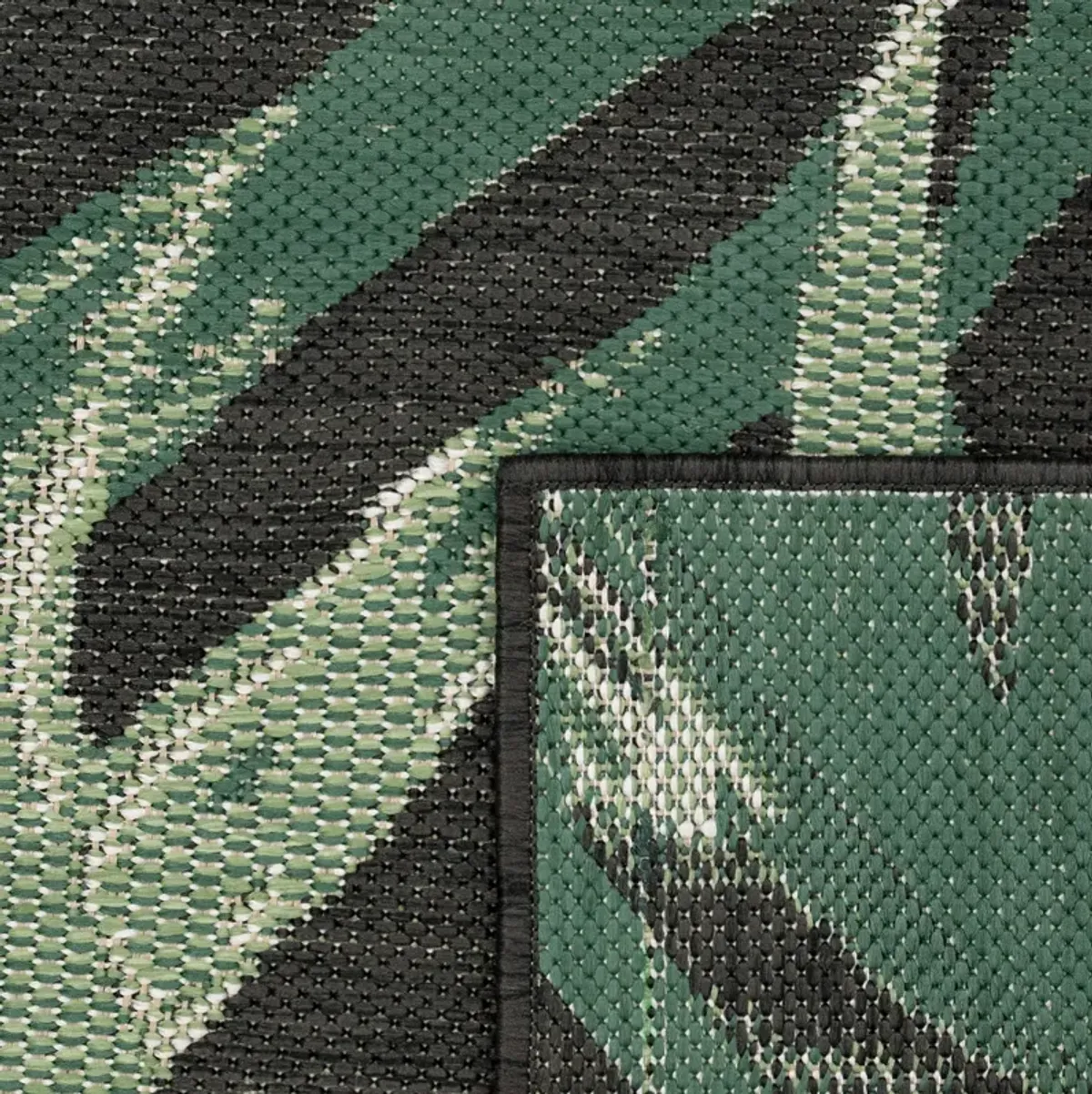 Flatweave Outdoor Rug with Tropical Palm Tree & Jungle Design