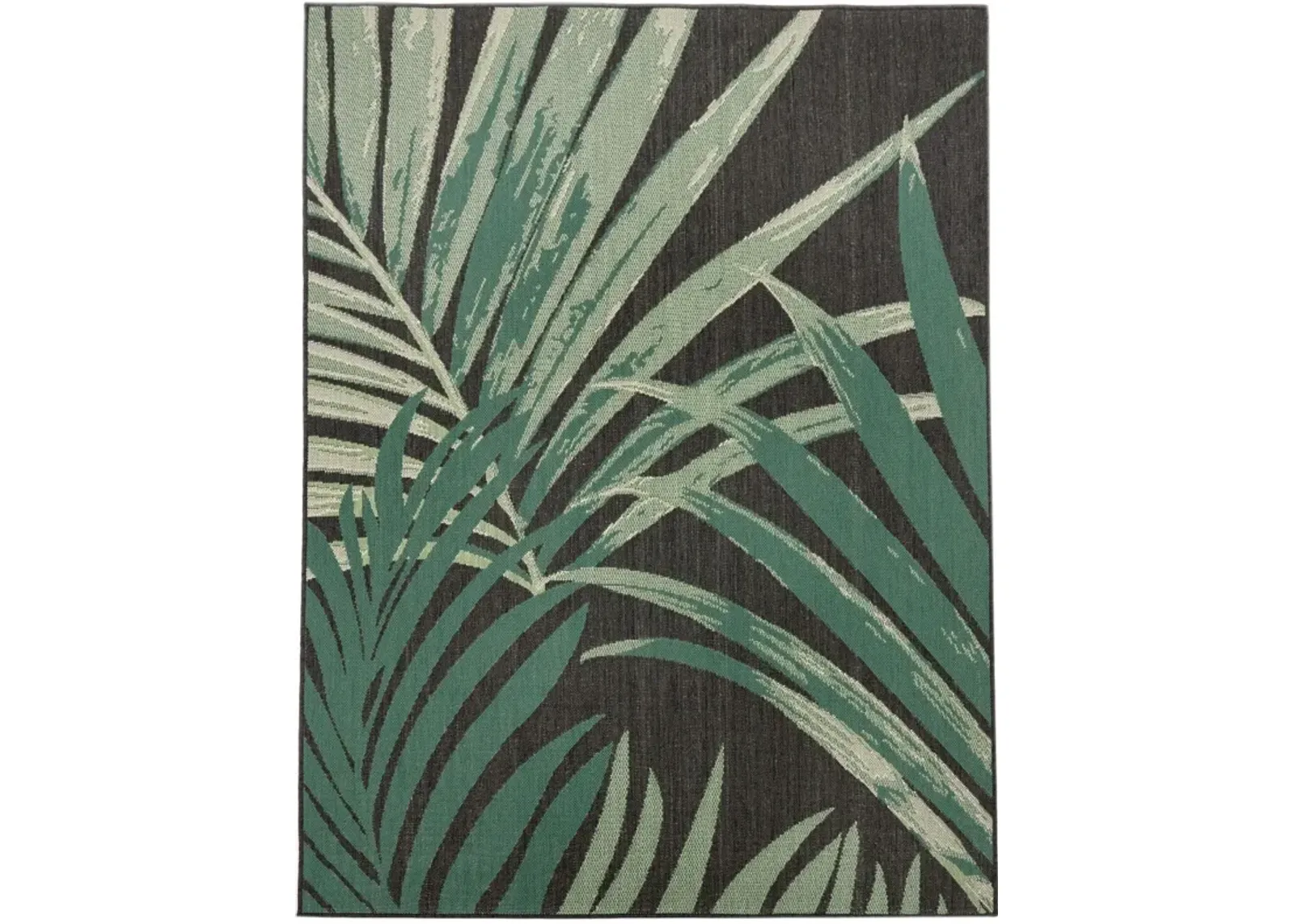 Flatweave Outdoor Rug with Tropical Palm Tree & Jungle Design