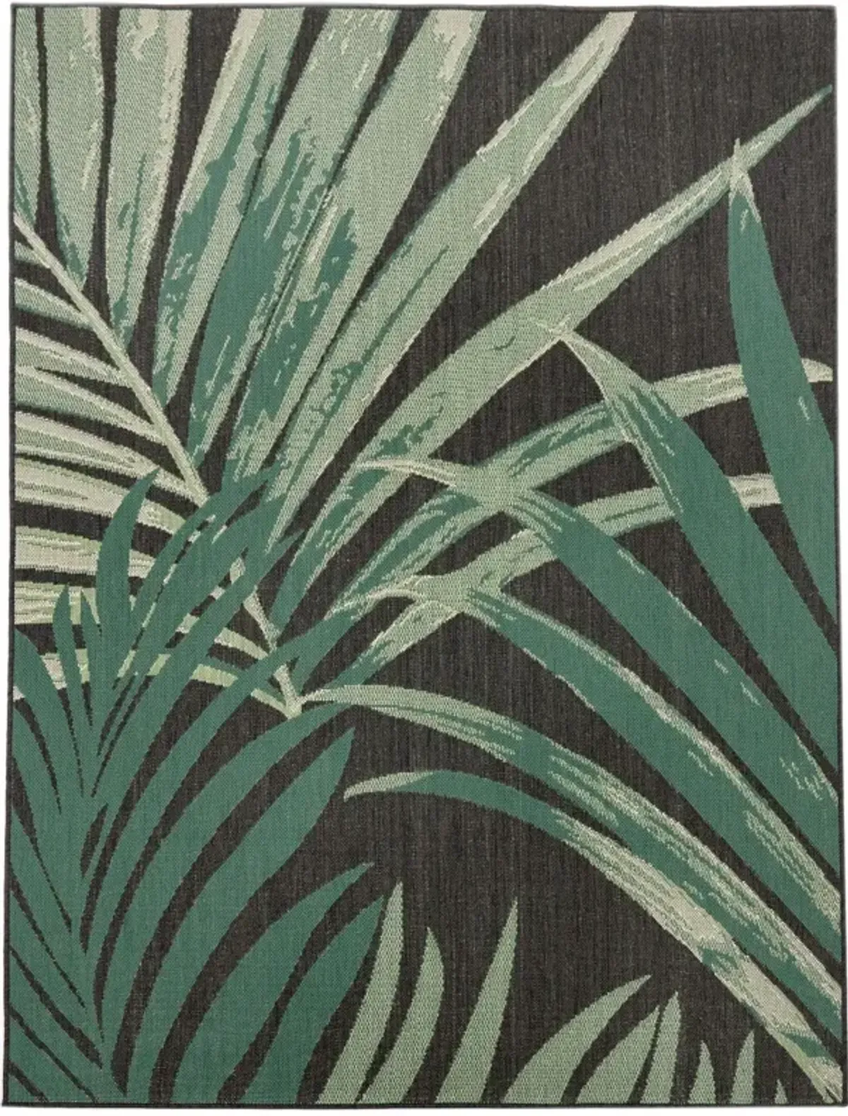 Flatweave Outdoor Rug with Tropical Palm Tree & Jungle Design