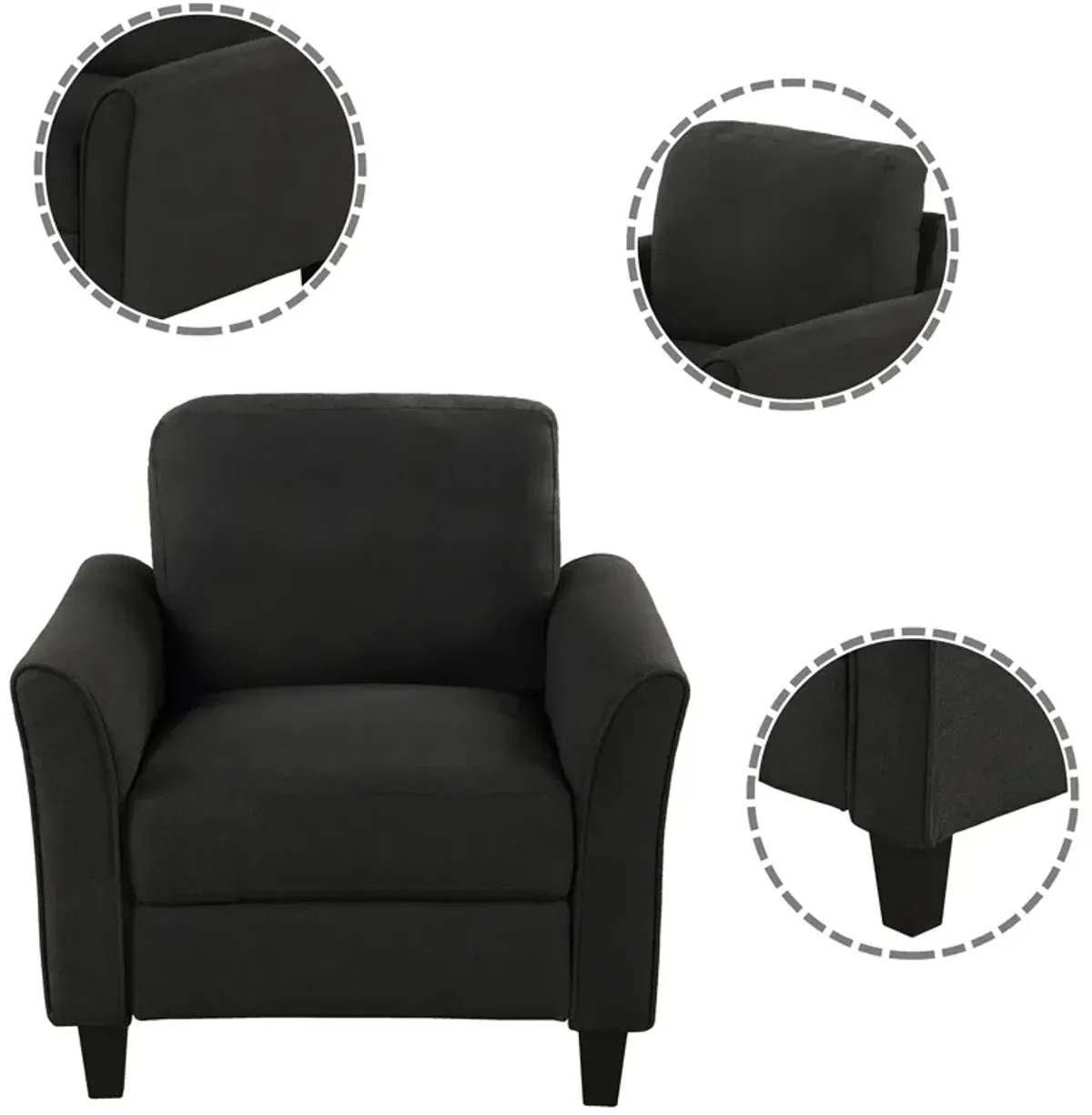 Living Room Furniture Armrest Single Chair and Loveseat Sofa