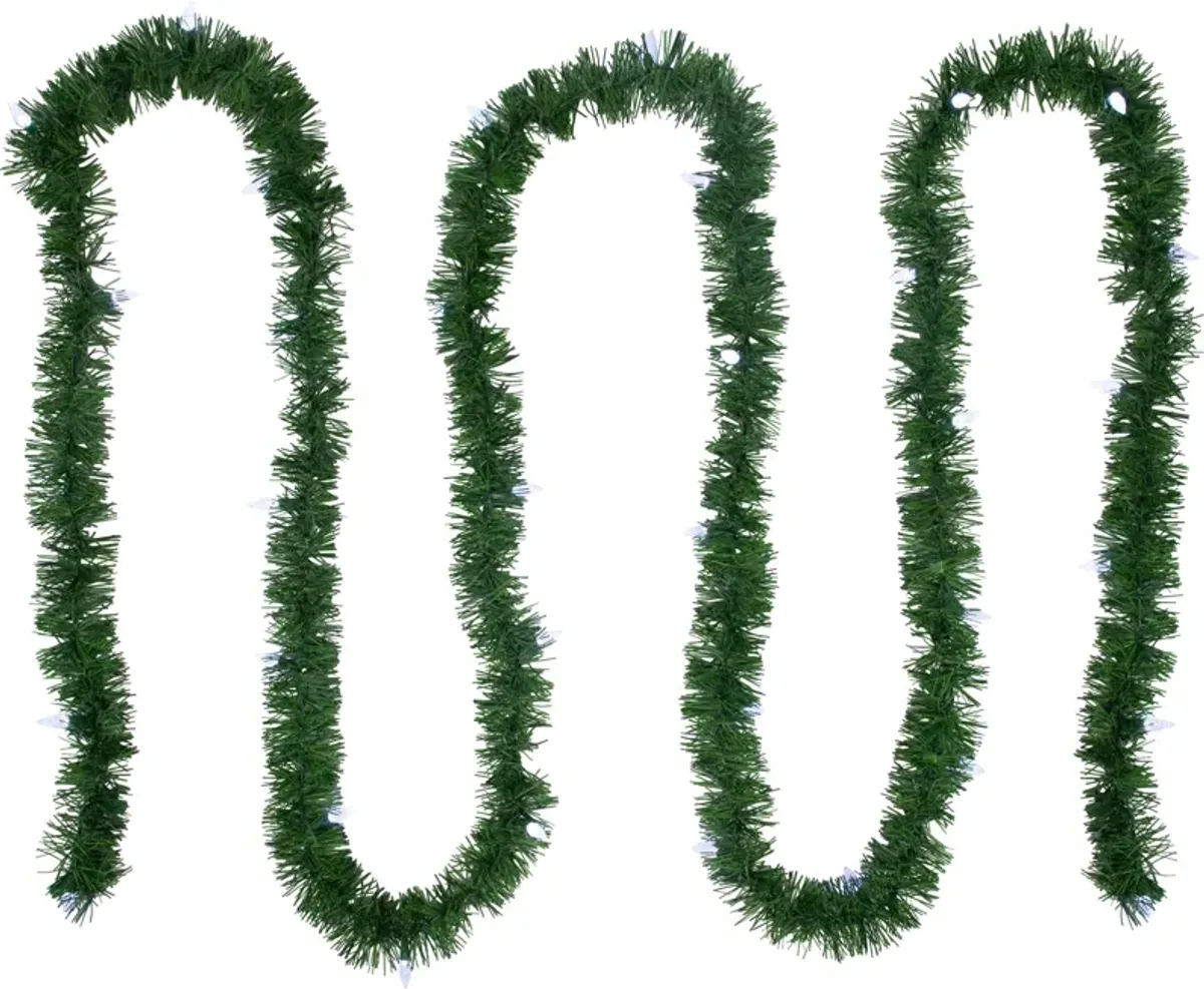 18' x 3" Pre-Lit Pine Artificial Christmas Garland  Pure White LED Faceted Lights