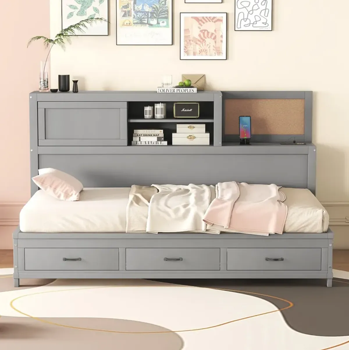 Merax Daybed Frame with 3 Storage Drawers