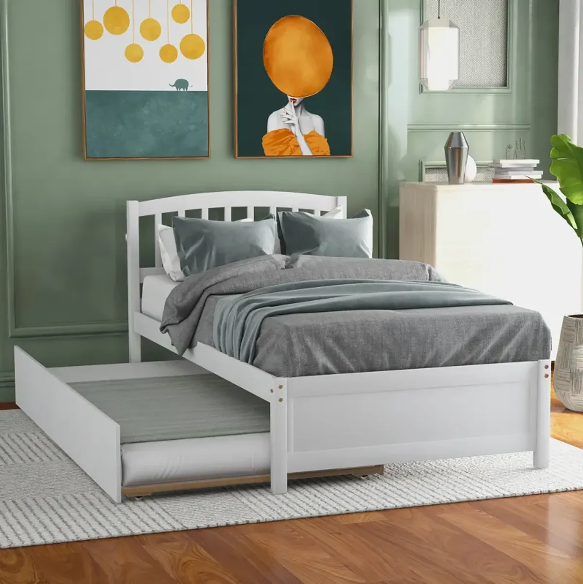 Merax Platform Bed Frame with Trundle