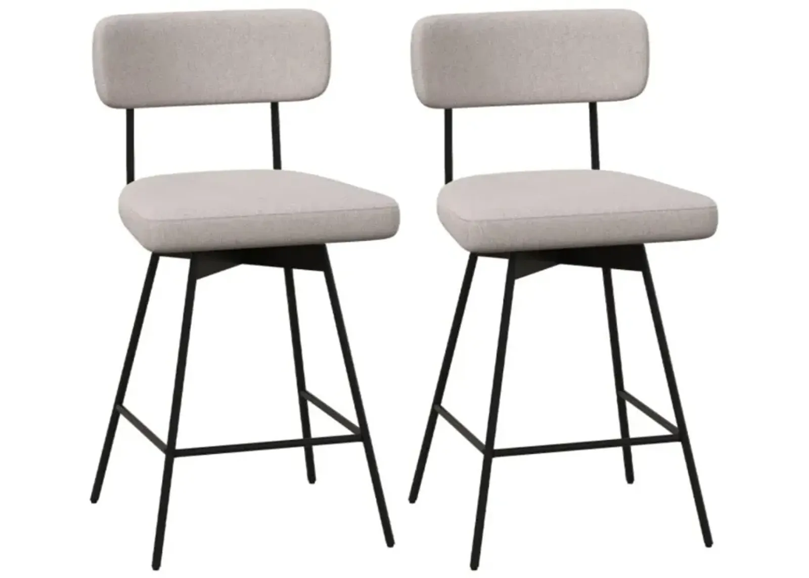 Hivvago 25 Inch 2-Piece Modern Upholstered Bar Stools with Back and Footrests