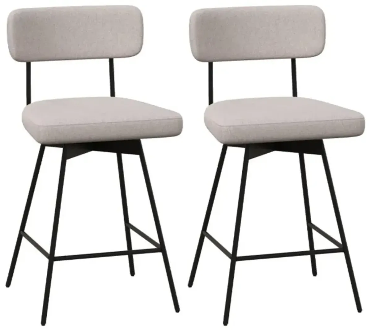 Hivvago 25 Inch 2-Piece Modern Upholstered Bar Stools with Back and Footrests