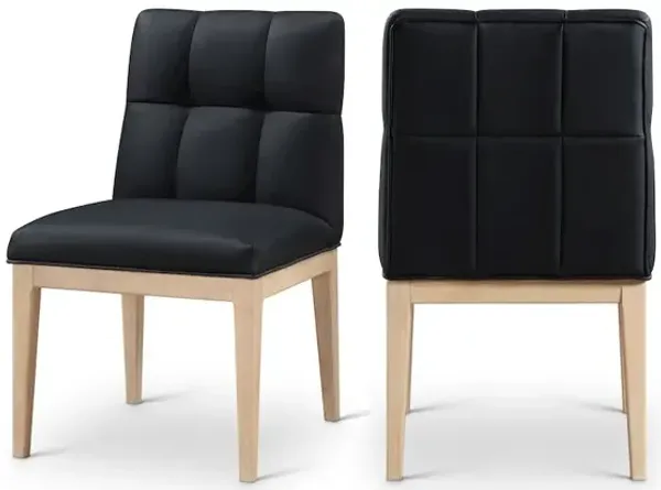 Meridian Furniture Adrian Black Vegan Leather Dining Side Chair, Set of 2