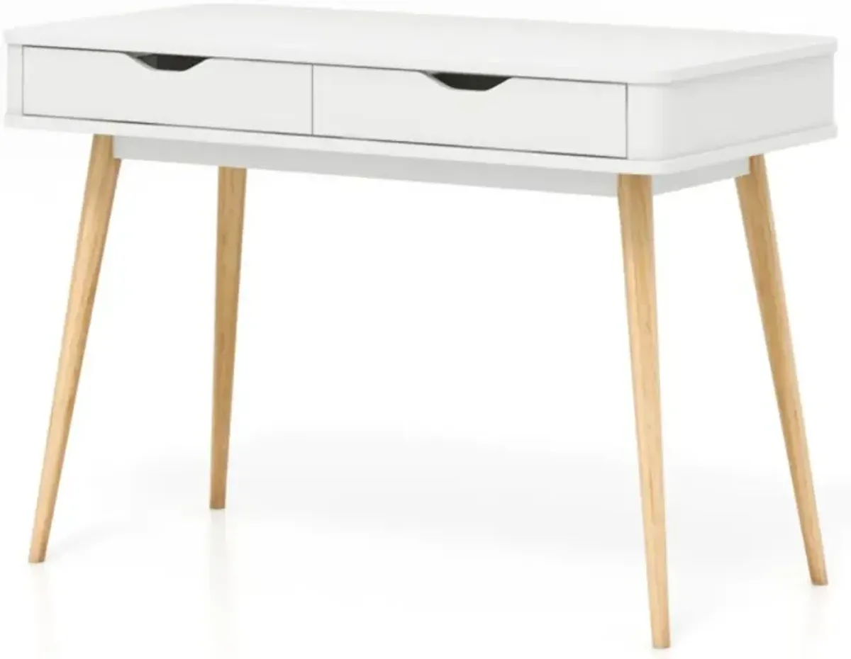 43.5 Inch Computer Desk with 2 Drawers for Small Spaces-White