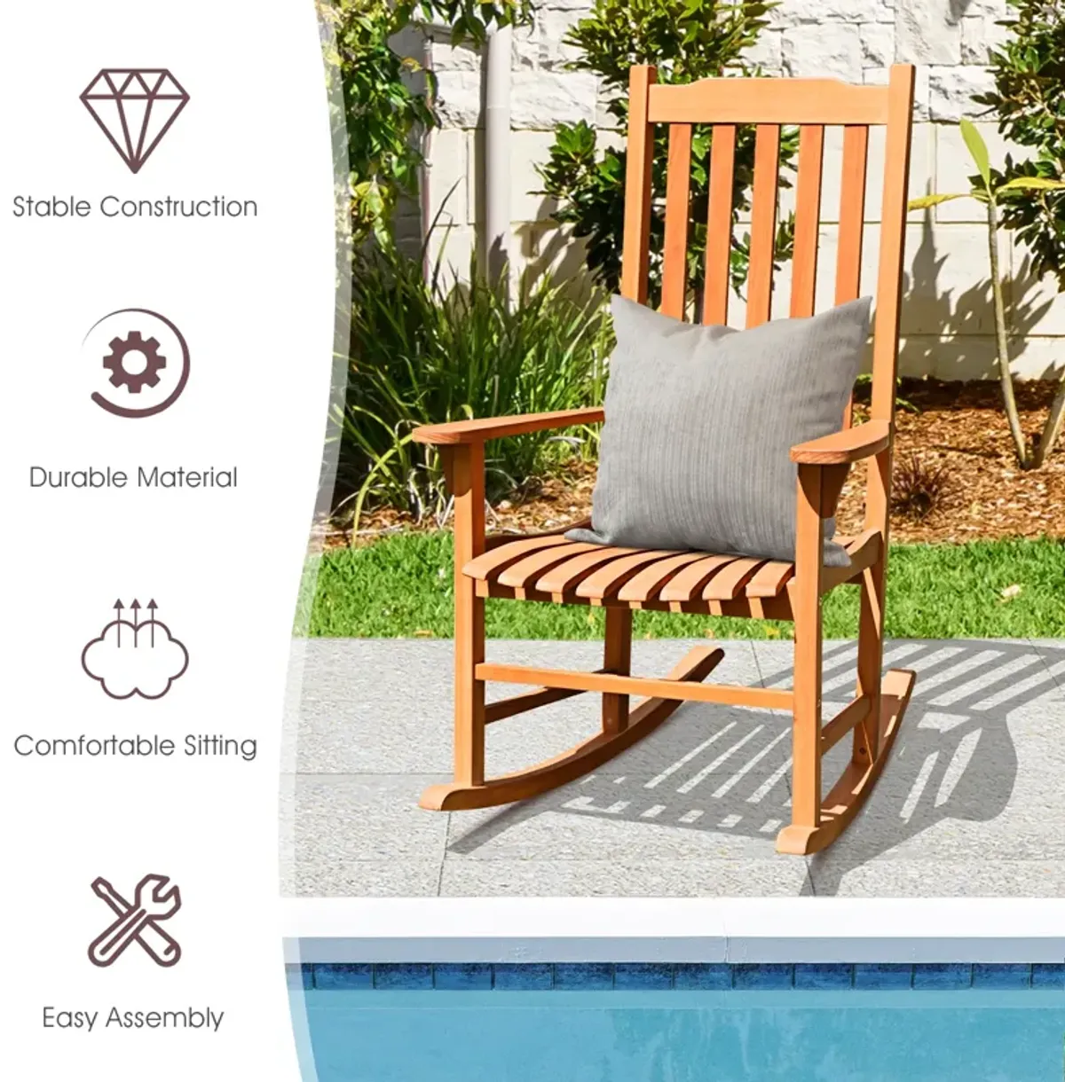 Outdoor Rocking Chair Single Rocker for Patio Deck