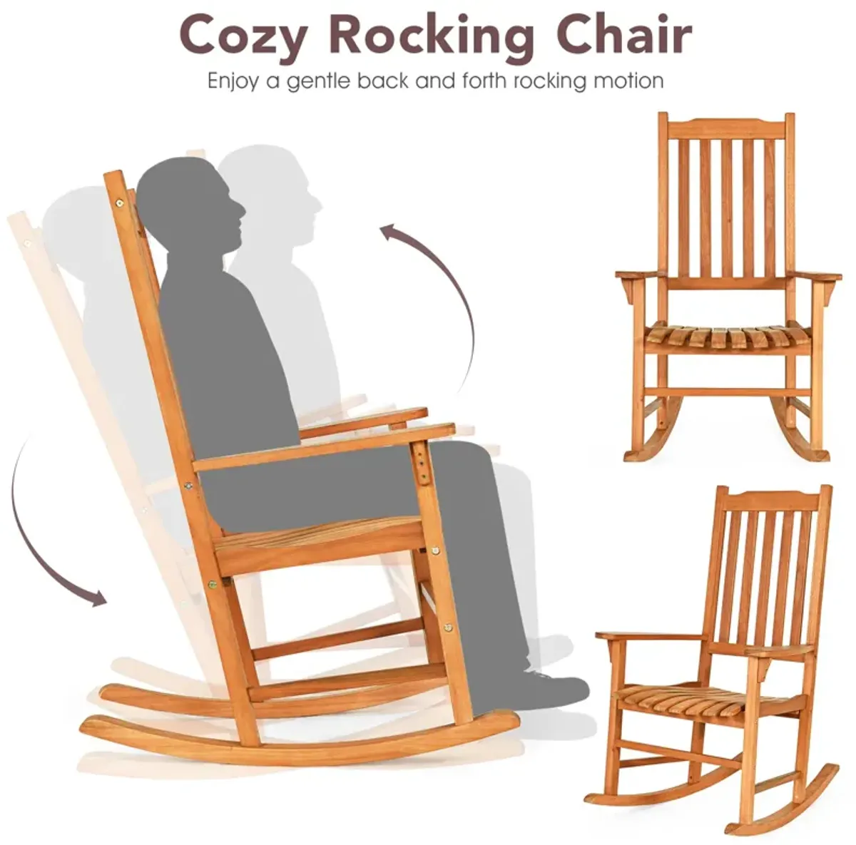 Outdoor Rocking Chair Single Rocker for Patio Deck