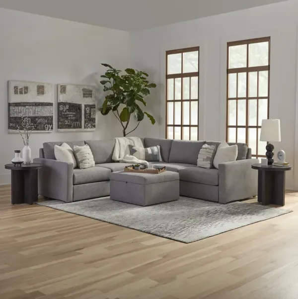 Flex Pebble 5-Seat Sectional with Standard Arm and Storage Ottoman