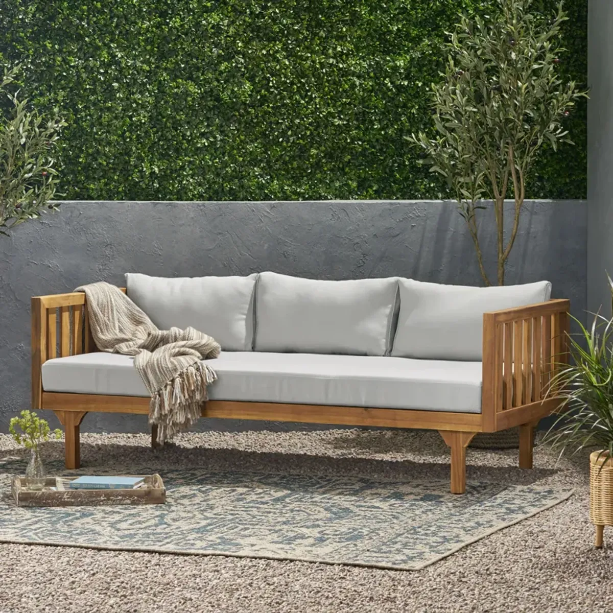 Merax Outdoor Wood Frame 3 Seats Sofa