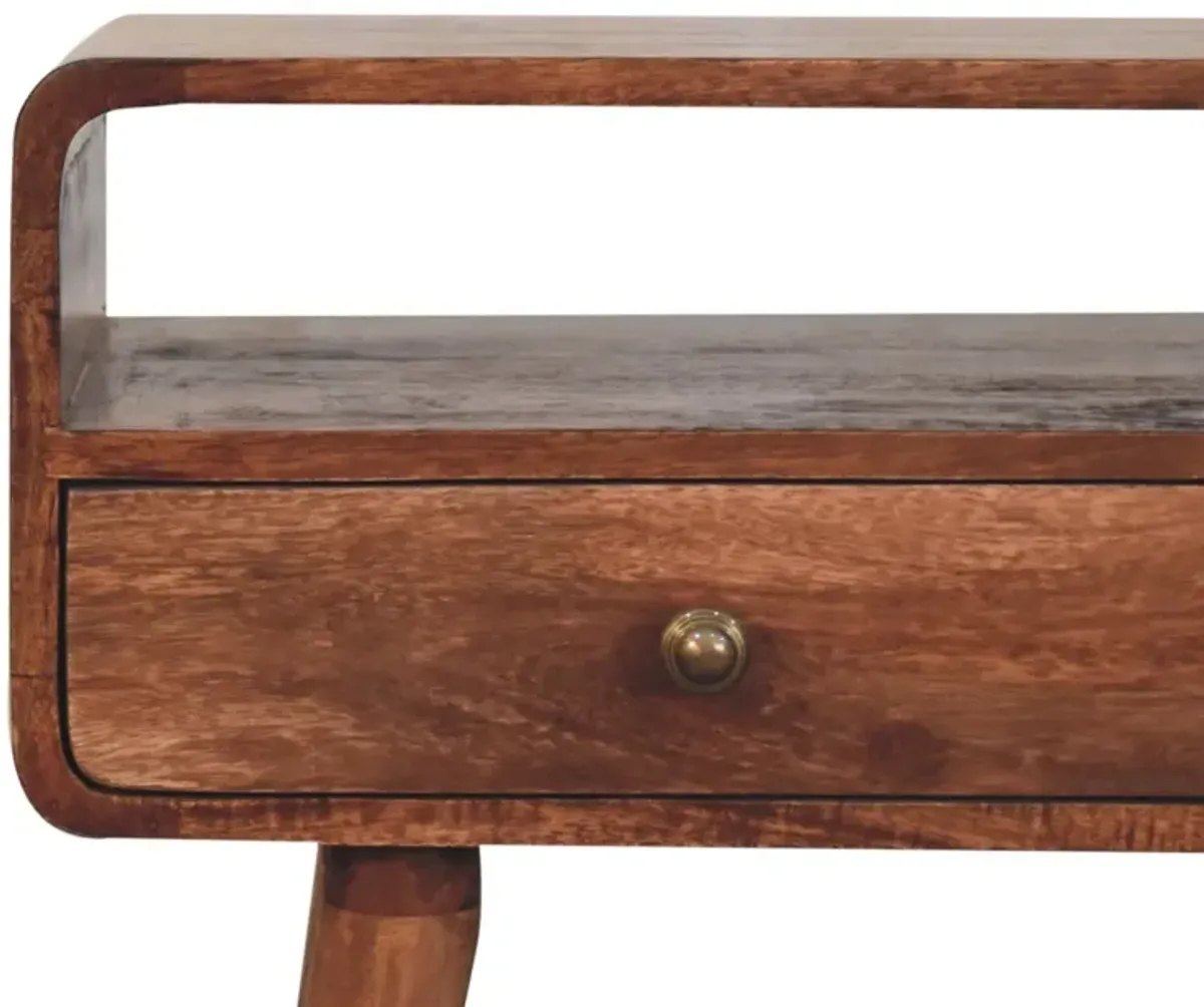 Artisan Furniture Solid Wood Curved Honey Caramel Console Table