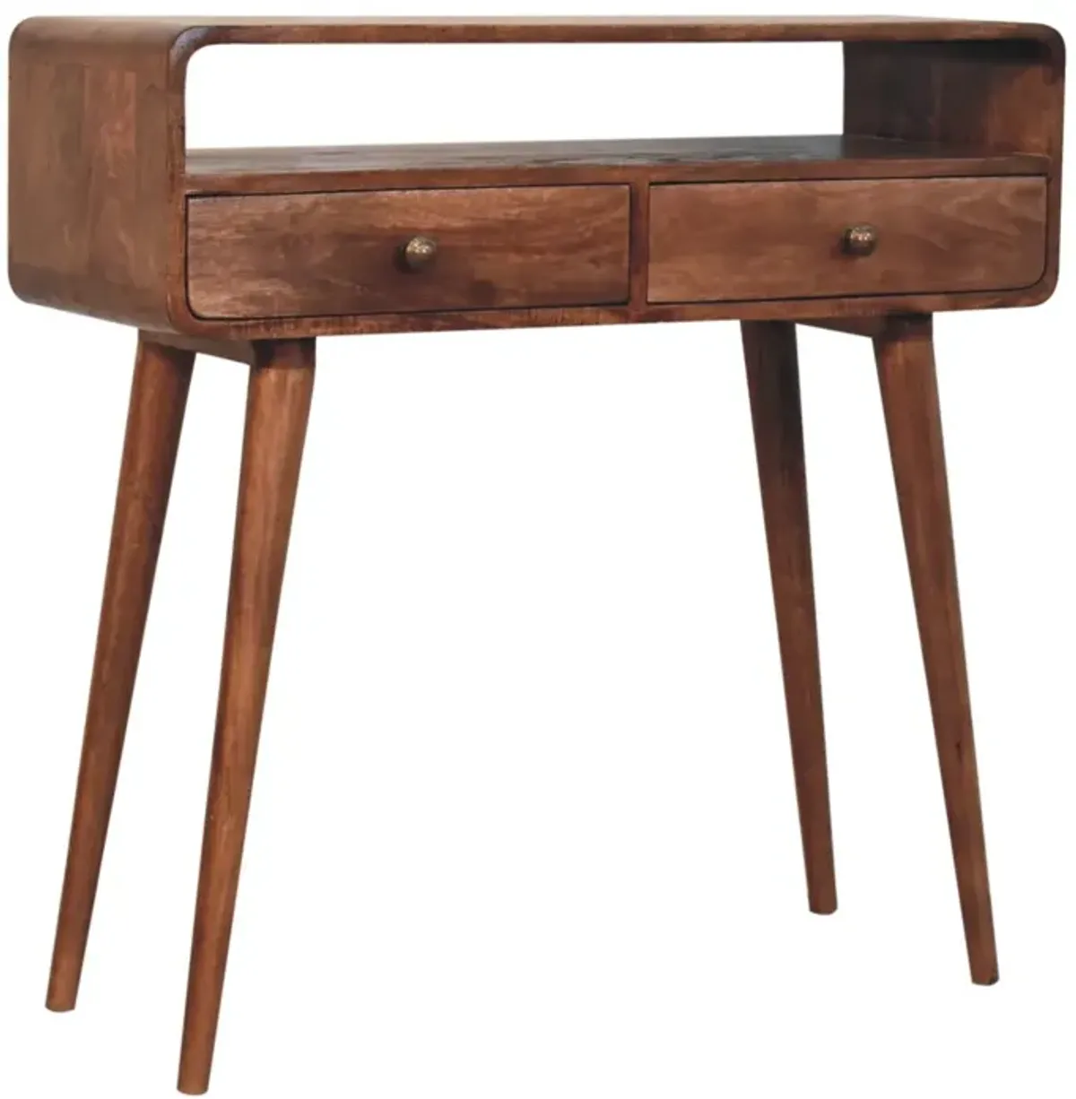 Artisan Furniture Solid Wood Curved Honey Caramel Console Table