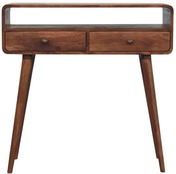 Artisan Furniture Solid Wood Curved Honey Caramel Console Table