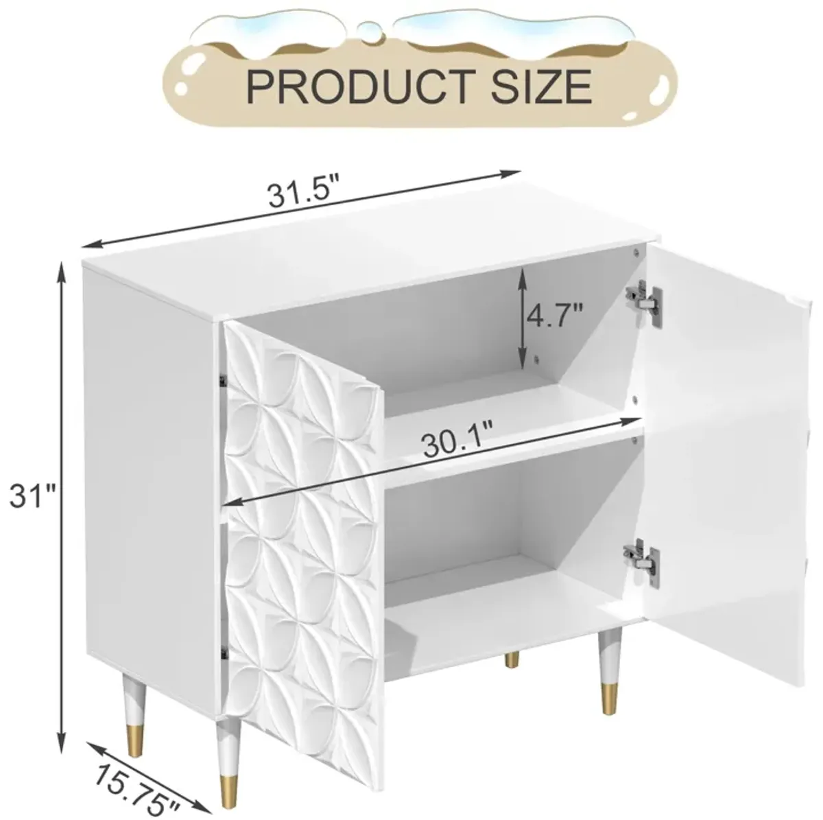 MONDAWE Freestanding 2 Door Locker Accent Cabinet, Disk Floral Pattern Storage Stylish Cabinet