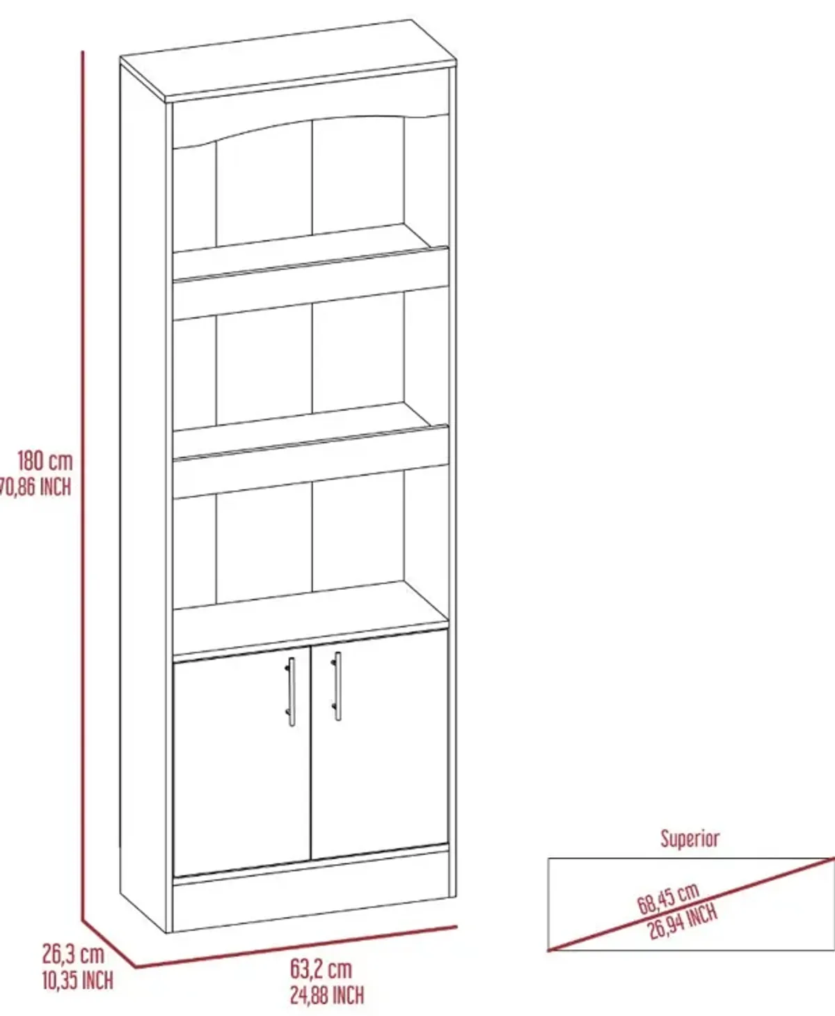 Bookcase Denver, Office, Light Gray