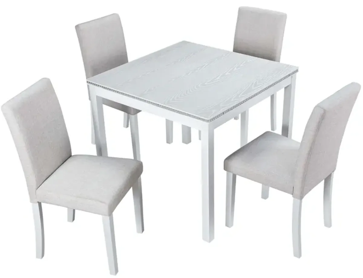 Merax 5 Pieces Wooden Dining Table Set