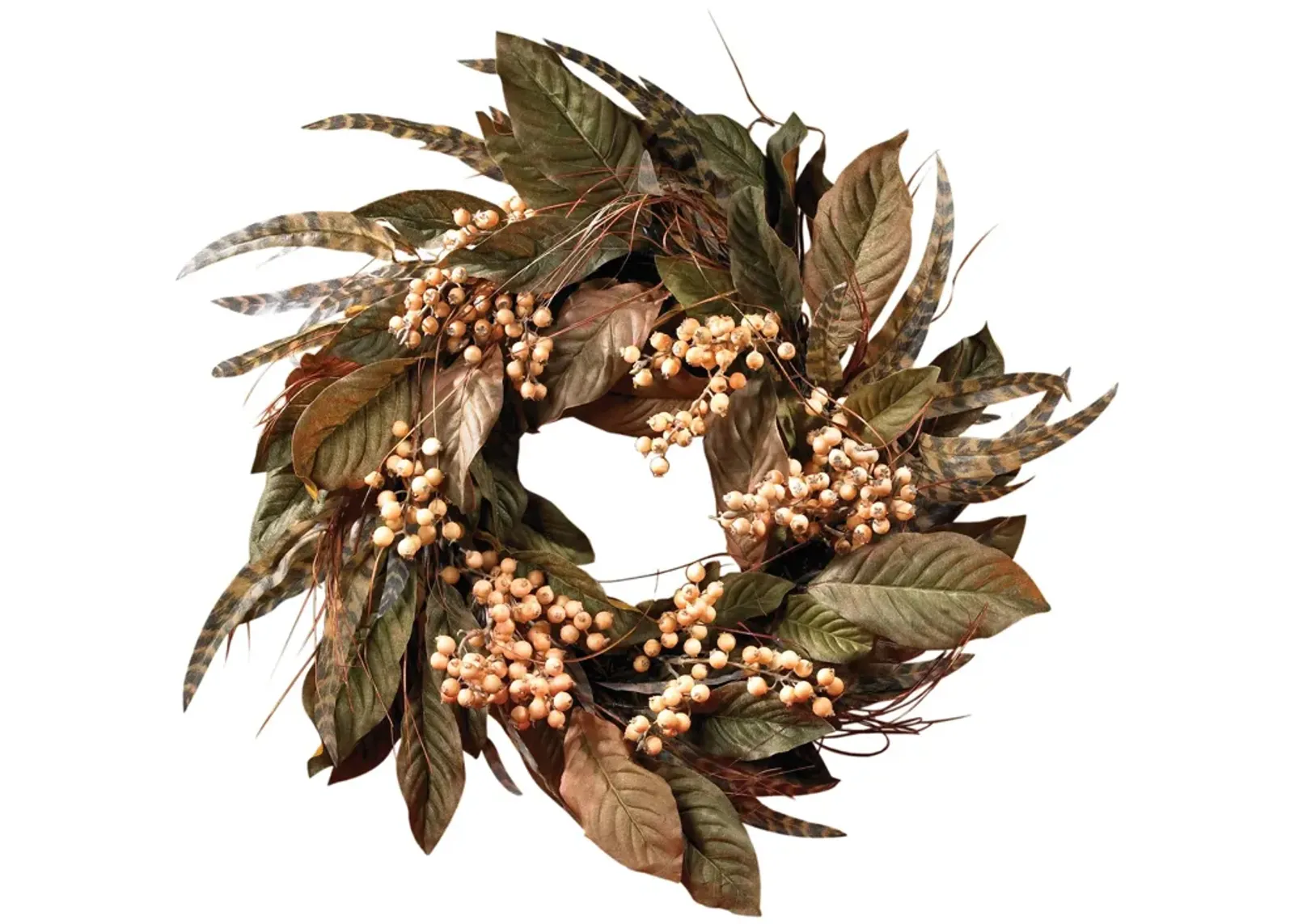 Hivvago 24" Feather and Berry Wreath