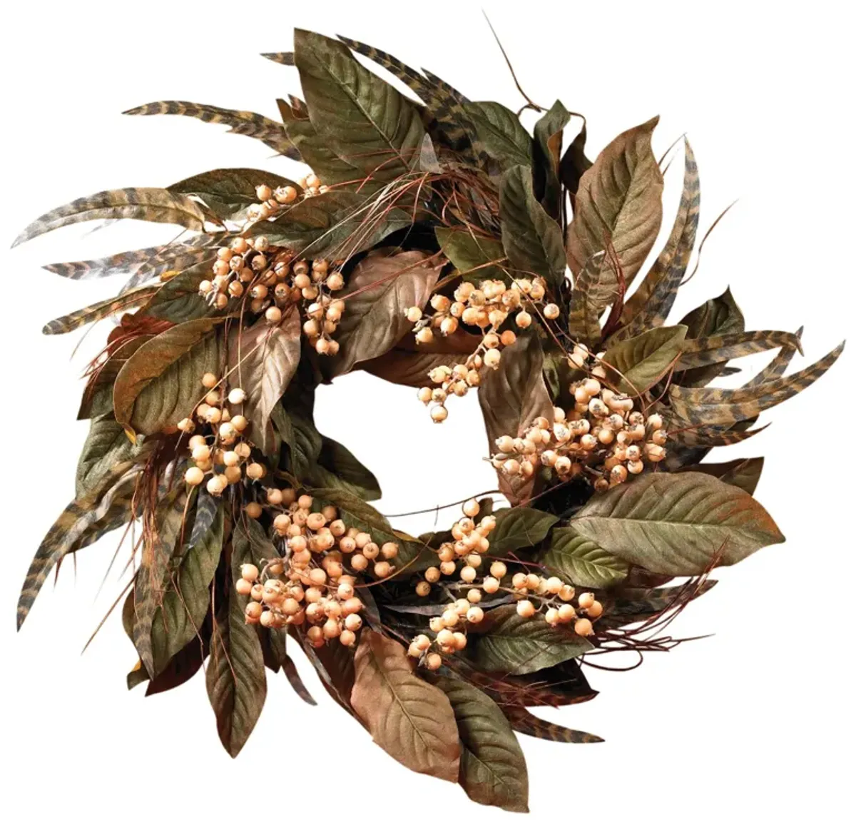 Hivvago 24" Feather and Berry Wreath