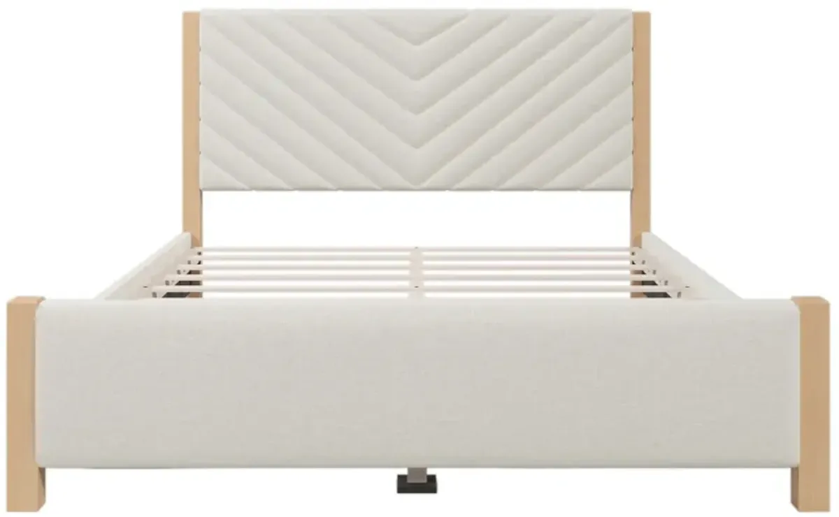 Merax Mid-Century Upholstered Platform Bed Frame