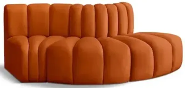 Meridian Furniture Arc Cognac Velvet Modular Sofa