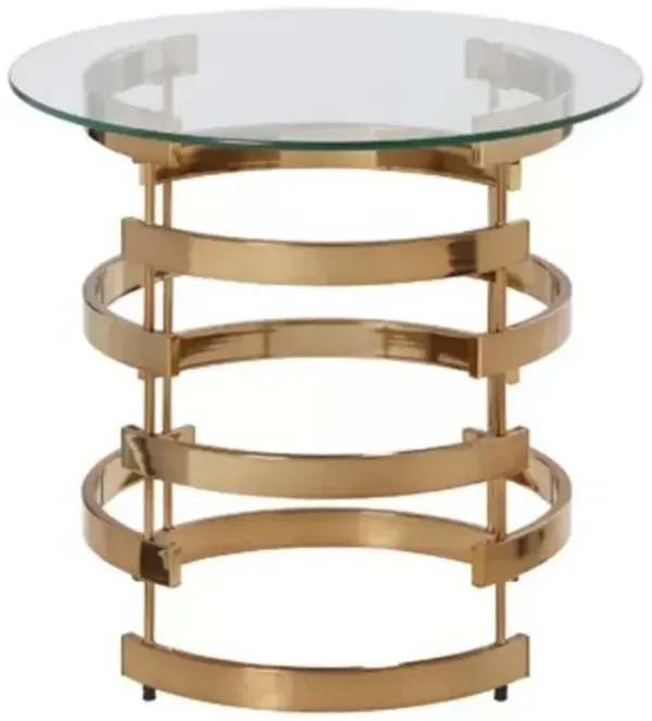 Hivvago 21 Inch  Champagne Glass And Iron Round End Table