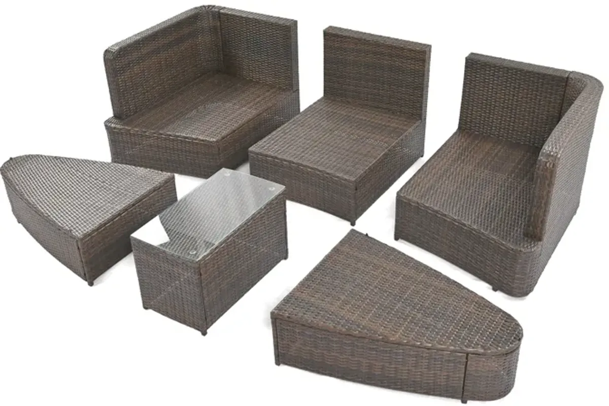 Merax Patio Outdoor Conversation Sofa Table Seating Set