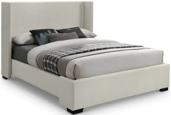 Meridian Furniture Oxford Beige Linen Textured Fabric King Bed