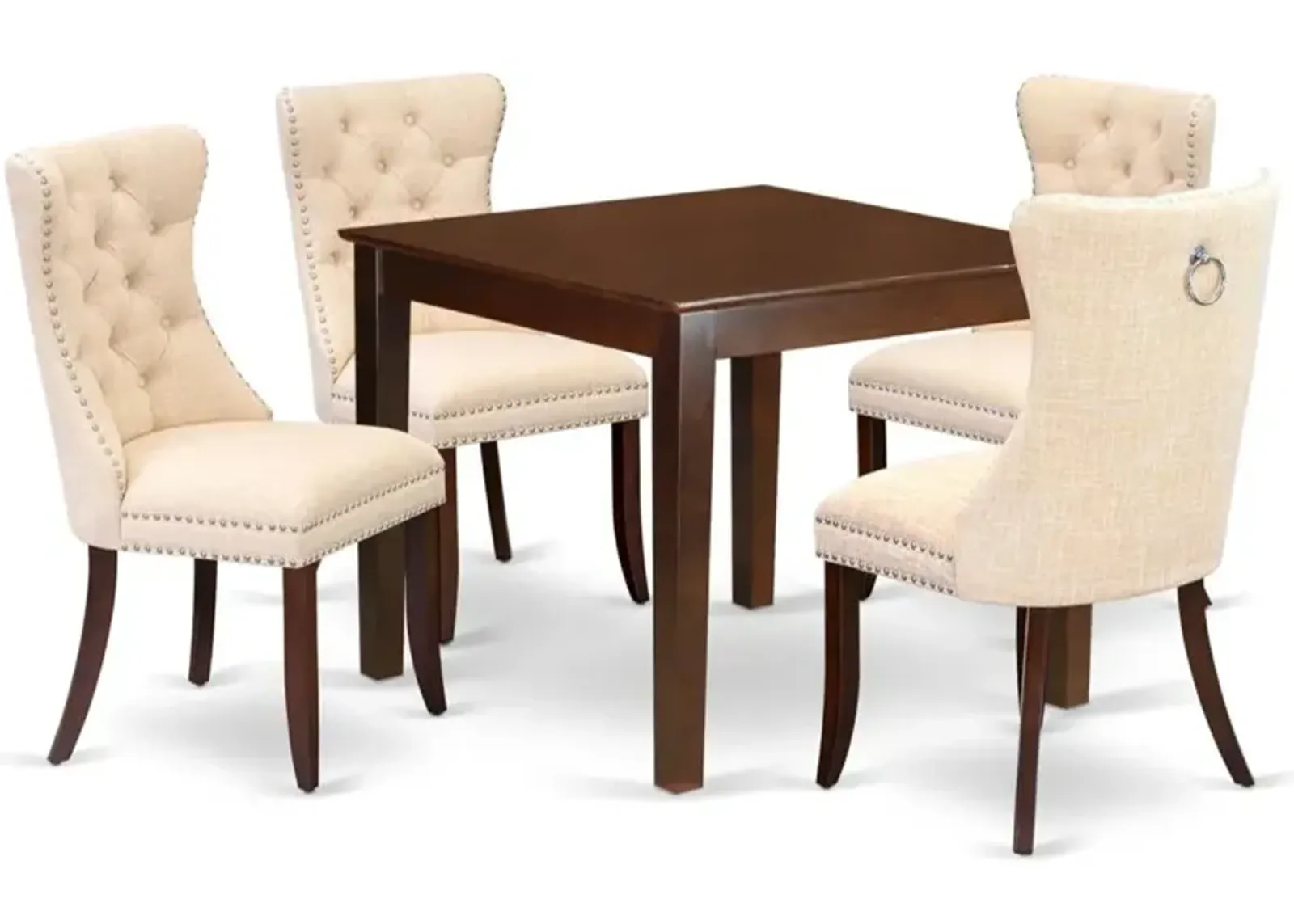 5 Piece Kitchen Table & Chairs Set Contains a Square Modern Dining Table