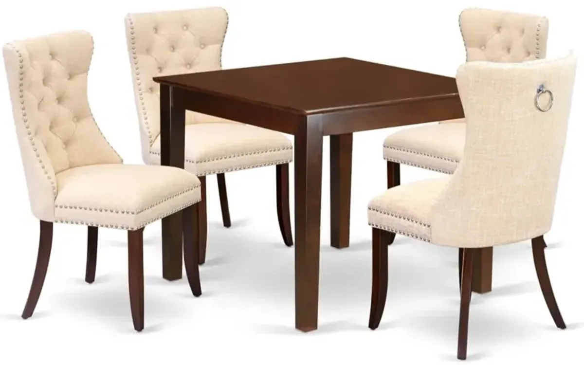 5 Piece Kitchen Table & Chairs Set Contains a Square Modern Dining Table