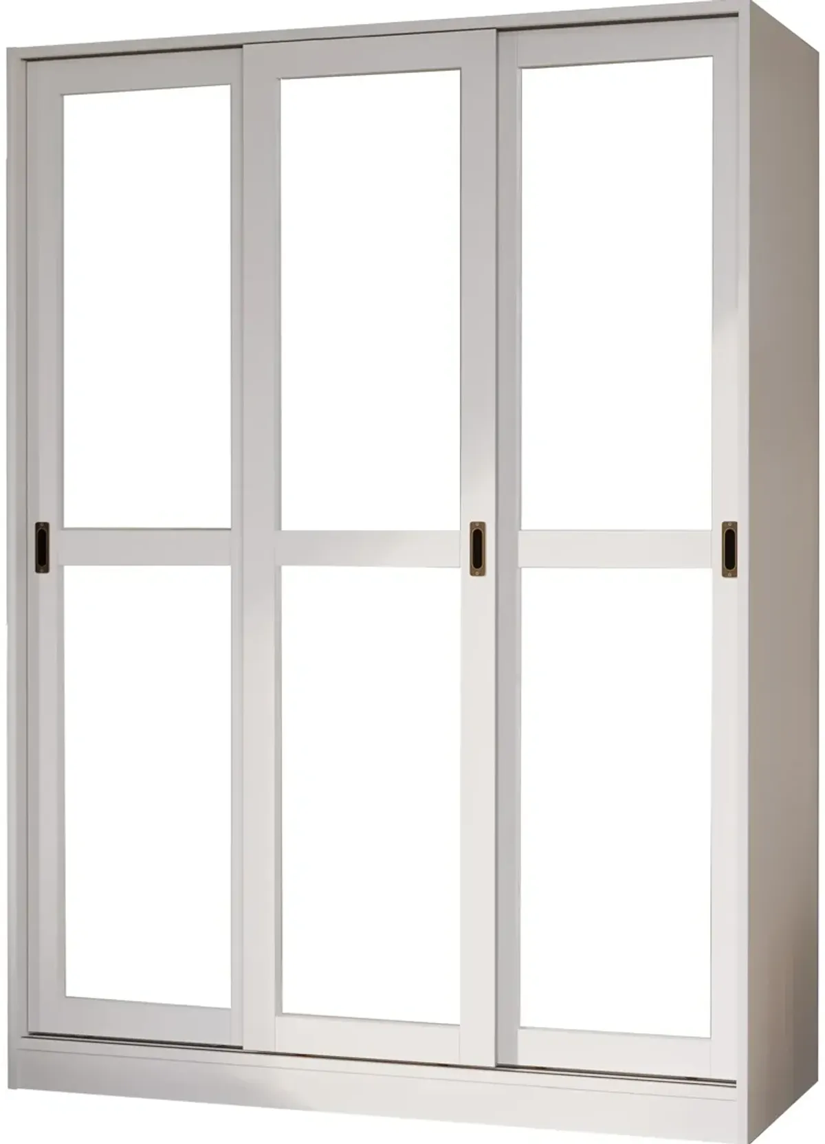 100% Solid Wood 3-Sliding Door Wardrobe with Mirrored Doors