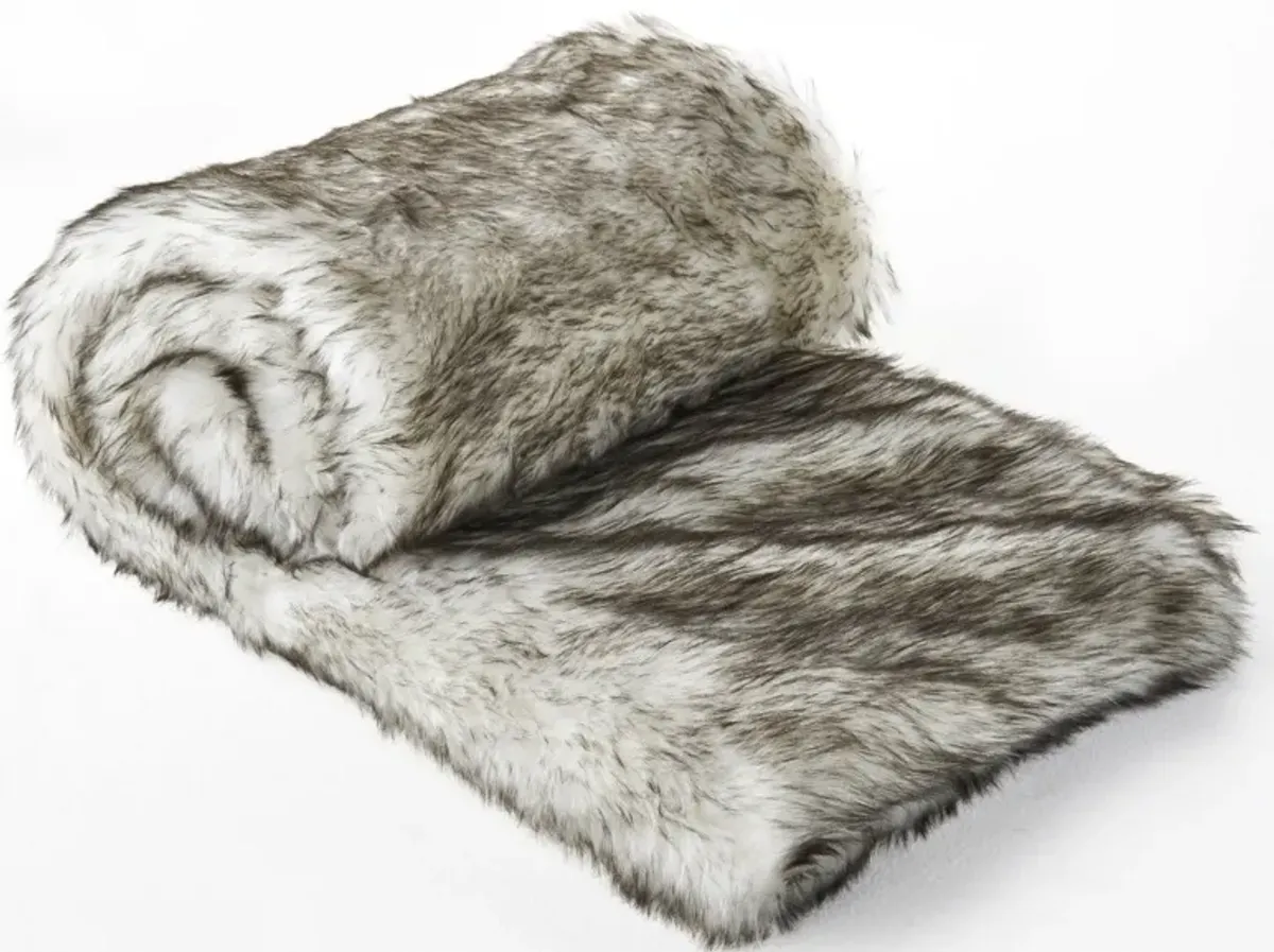 Throw Blanket, 50 x 60 Soft Faux Fur Design, Heather Gray Finish - Benzara
