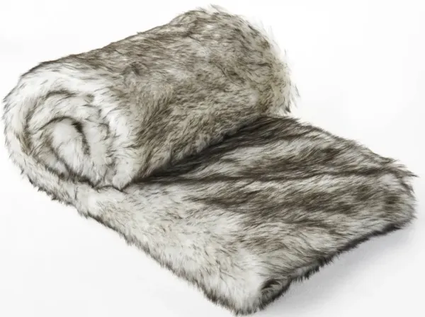 Throw Blanket, 50 x 60 Soft Faux Fur Design, Heather Gray Finish - Benzara