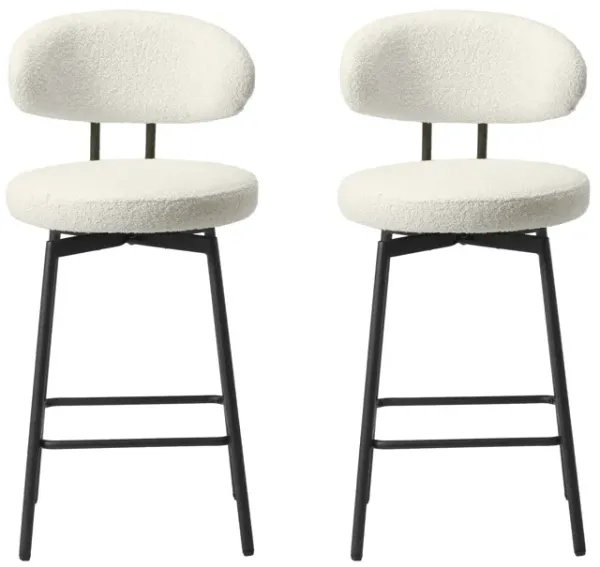 WestinTrends Modern Upholstered Sherpa Fabric Counter Height Bar Stools with Back (Set of 2)