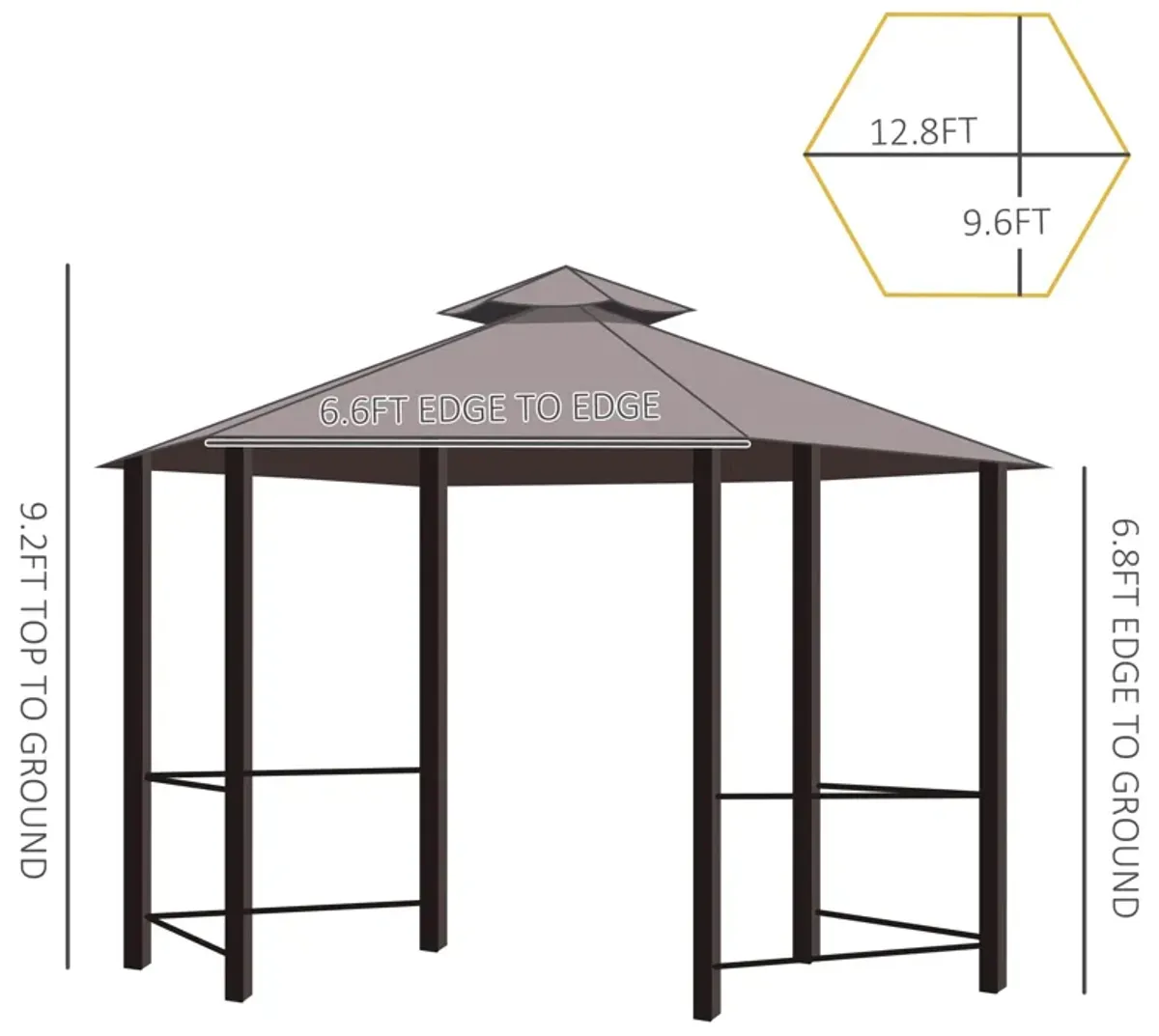 Coffee Outdoor Pavilion: 13'x13' Canopy with Curtains and Vented Roof