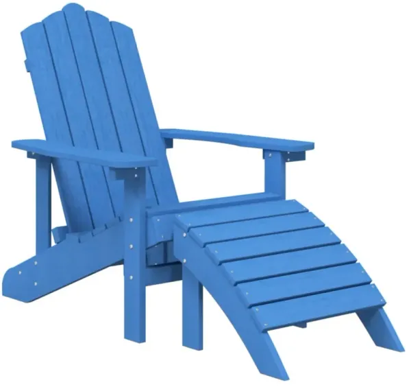 vidaXL Patio Adirondack Chair with Footstool HDPE Aqua Blue