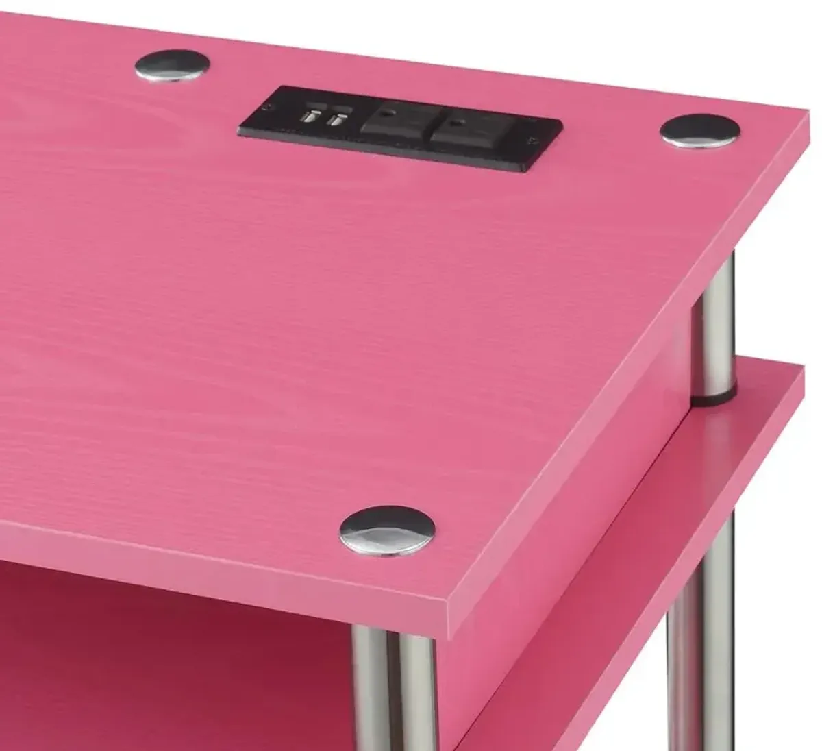 Convenience Concepts Designs2Go No Tools Student Desk With Charging Station, Pink